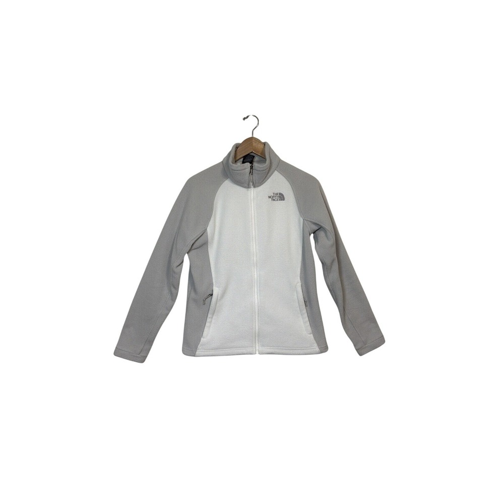 The North Face Fleece Jacket Womens Medium White Grey Colorblock Full Zip Mock